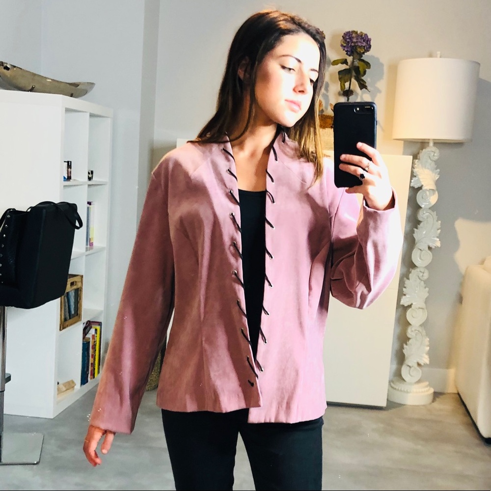 Vintage Lilac Blazer with Lace Up Trim BOGO ANY OFFER - Picture 6 of 7